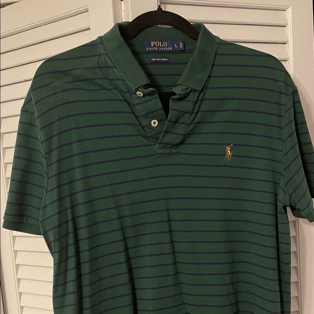 Ralph Lauren Polo Green and Blue Striped Shirt